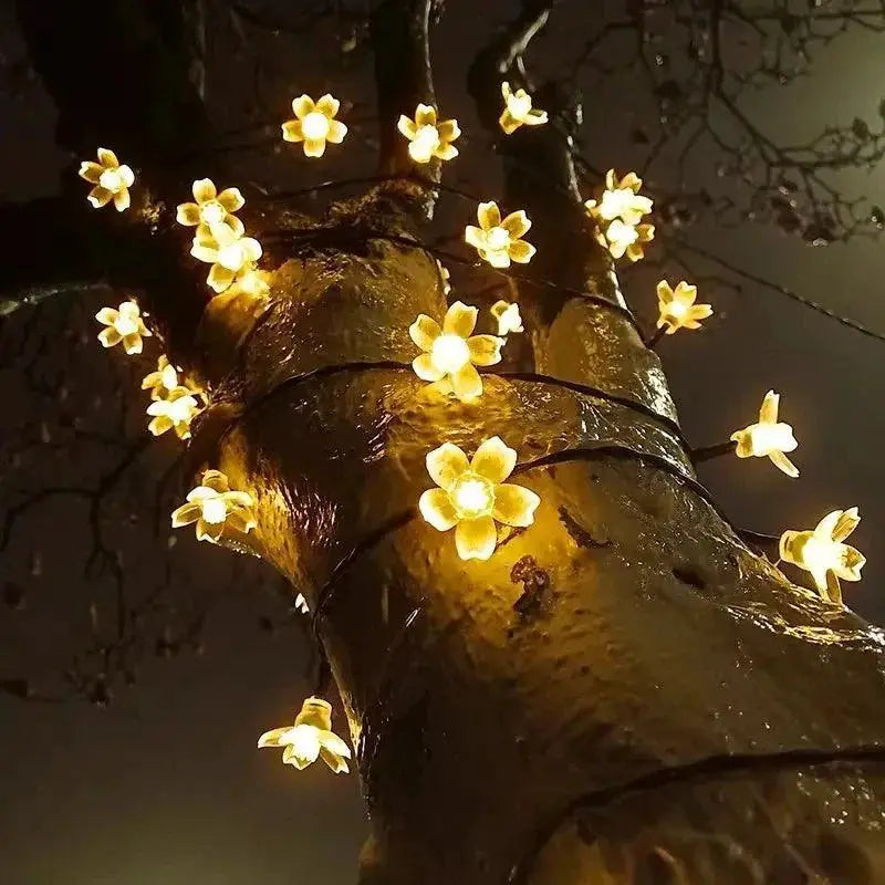 Solar Cherry Blossom String Lights Outdoor Eco Decor