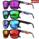 Square Sunglasses For Men Women - UV400 4 Pcs Set