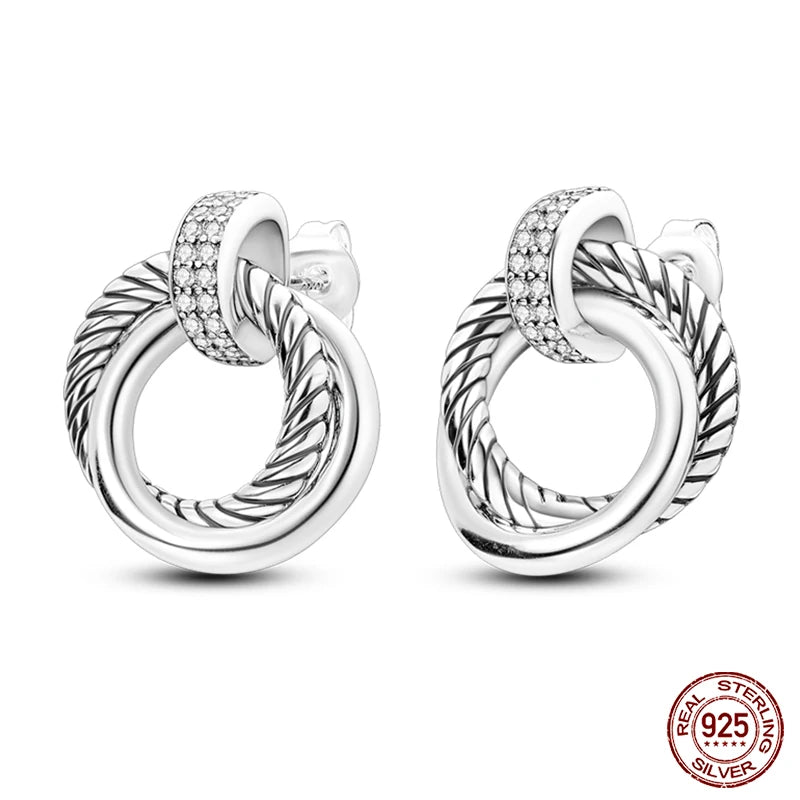 Sterling Silver Double Circle Earrings