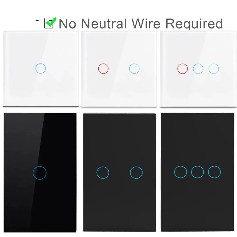 Touch Switch EU US LED Crystal Glass Panel Wall Lamp Light Switch 1/2/3 Gang AC100-240V LED Sensor Switches Interruttore 1pc