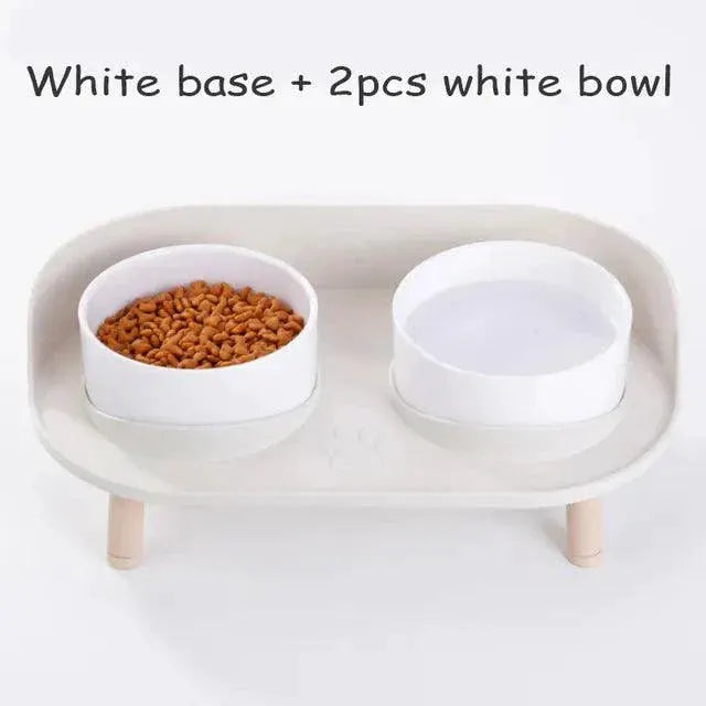 Adjustable Cat Double Bowls Feeder For Healthy Eating