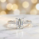 Emerald Moissanite Ring in Sterling Silver
