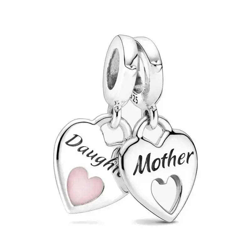 Fashion Pink Pansy Flower Pendant Bead 925 Sterling Silver