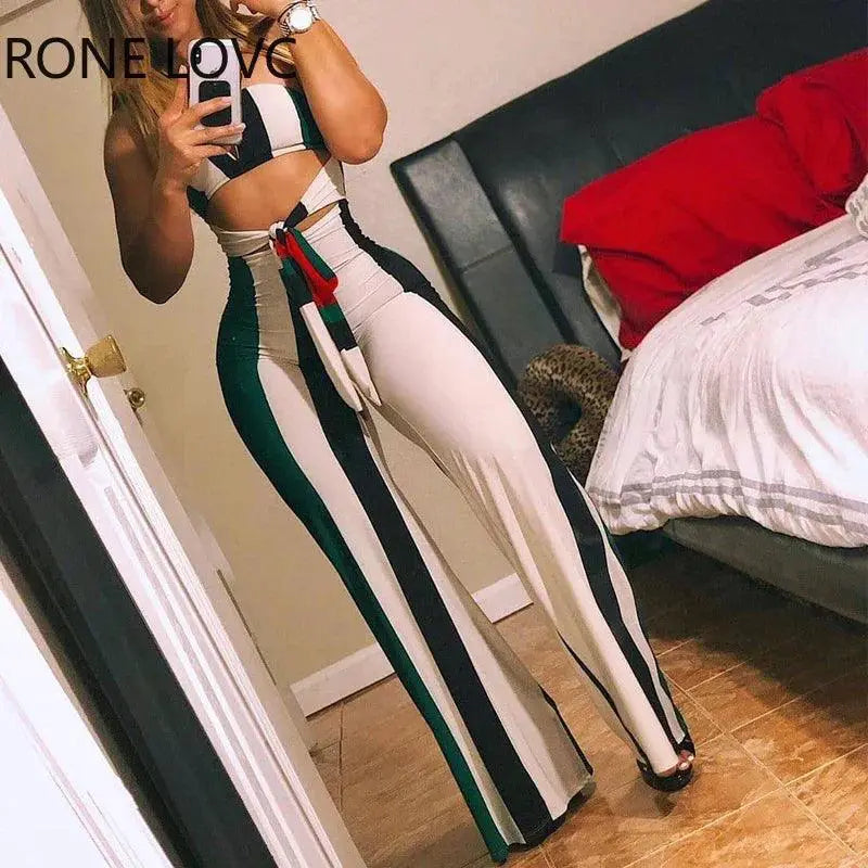 Elegant Striped Colorblock Jumpsuit Summer Chic Statement