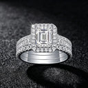 Sterling Silver Silver Square Moissanite Rings