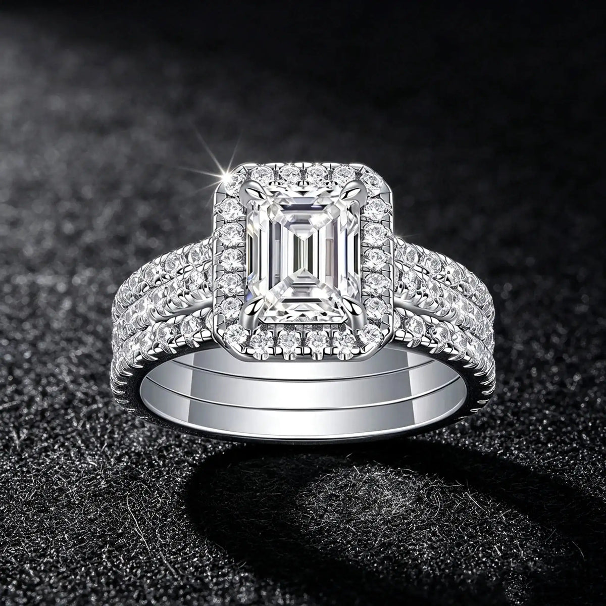 Sterling Silver Silver Square Moissanite Rings — product image 4