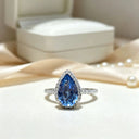 Moissanite Teardrop Sterling Silver Ring