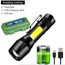 Mini Cob Flashlight - Rechargeable Pocket Torch