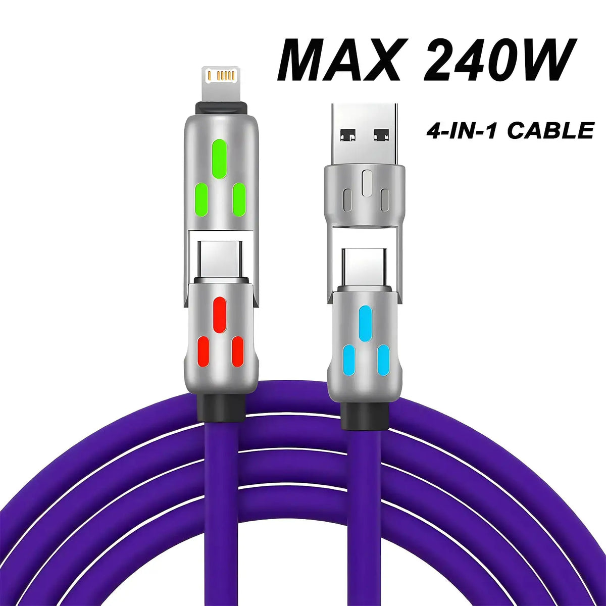 4-IN-1 240W USB Type C To USB C Cable PD Fast Charger Wire For iPhone 16 Pro Max 15 iPad Xiaomi Samsung Tablet 1M Data Cord 1Pcs