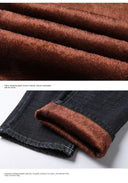 Winter Men Black Blue Straight Stretch Denim Pants Sale