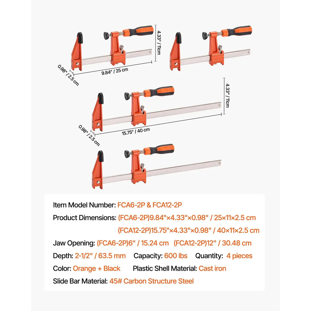 Inch Heavy Parallel Bar Clamps Pcs — product image 15