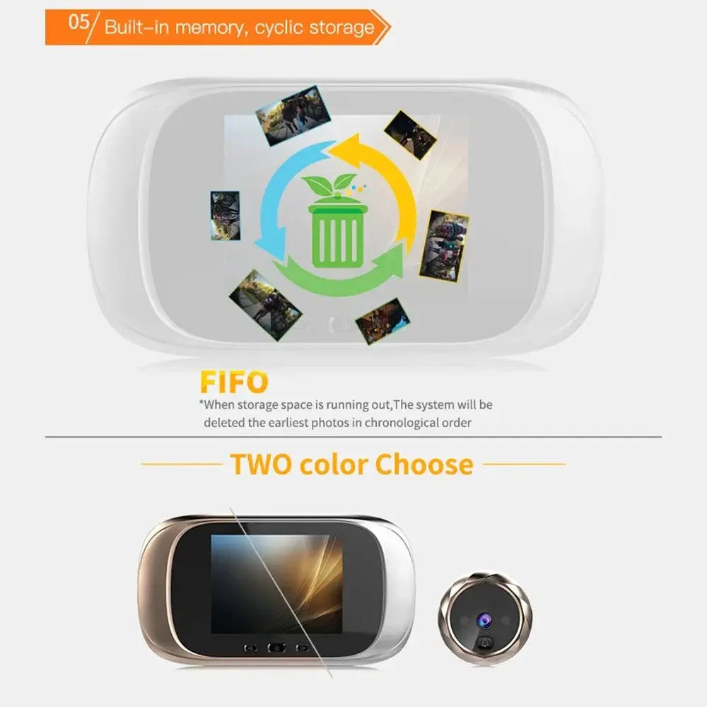 2.8 Inch Video Doorbell Peephole Camera 90 Degrees Doorbell Motion Detection Eye Digital LCD Door Monitoring Electronic Cat Eye by stepyours.com