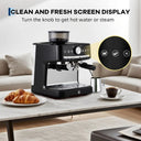 Stainless Steel Espresso Machine with Grinder – , Metal