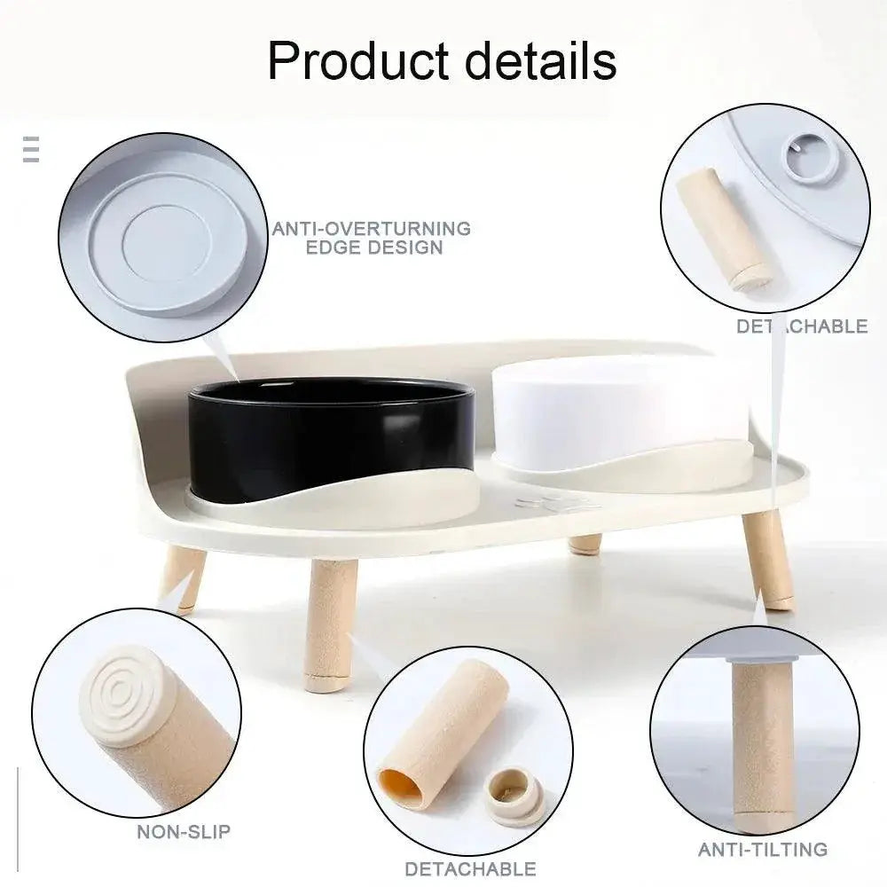 Adjustable Cat Double Bowls Feeder For Healthy Eating