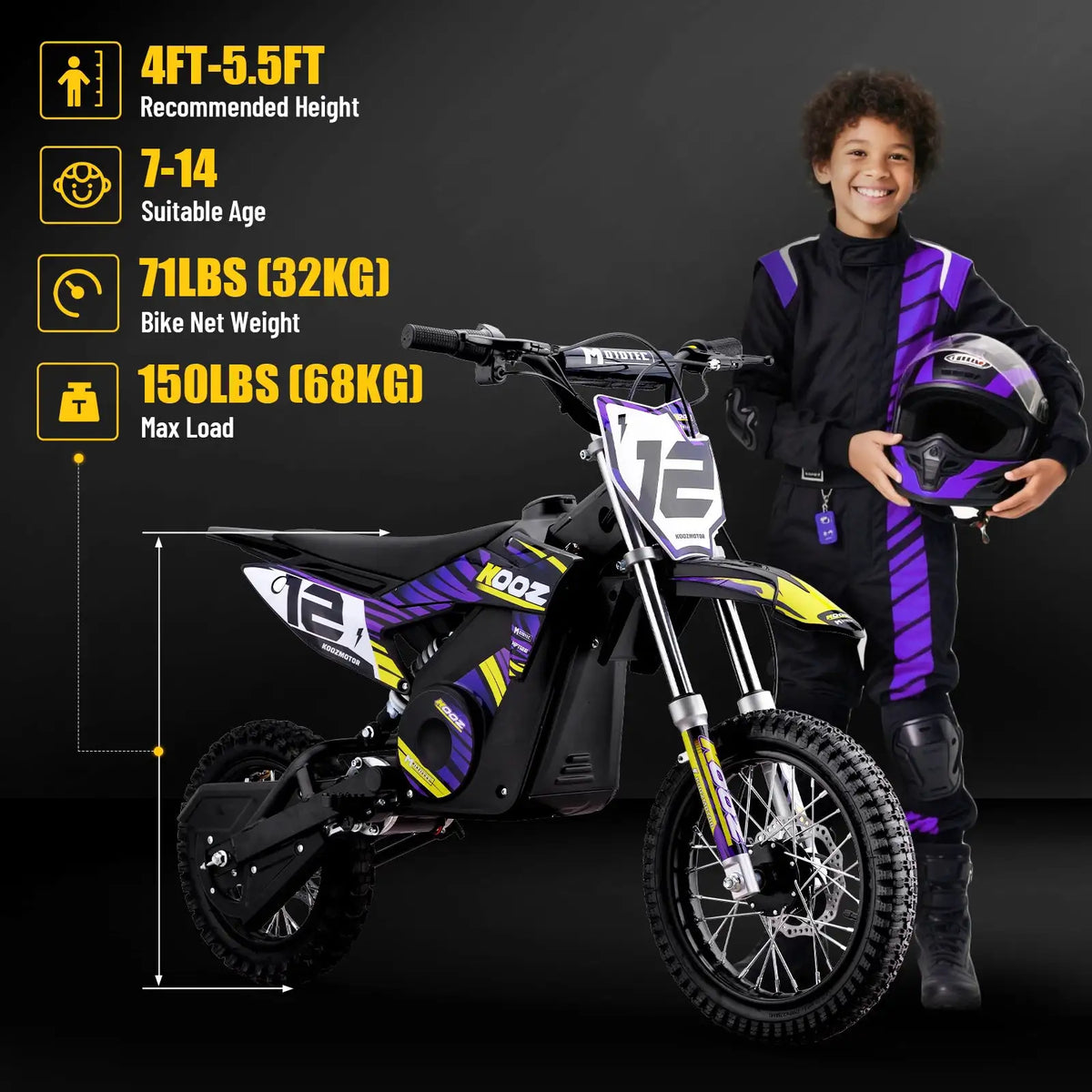 KOOZ Kids Electric Dirt Bike - Pro — product view 8