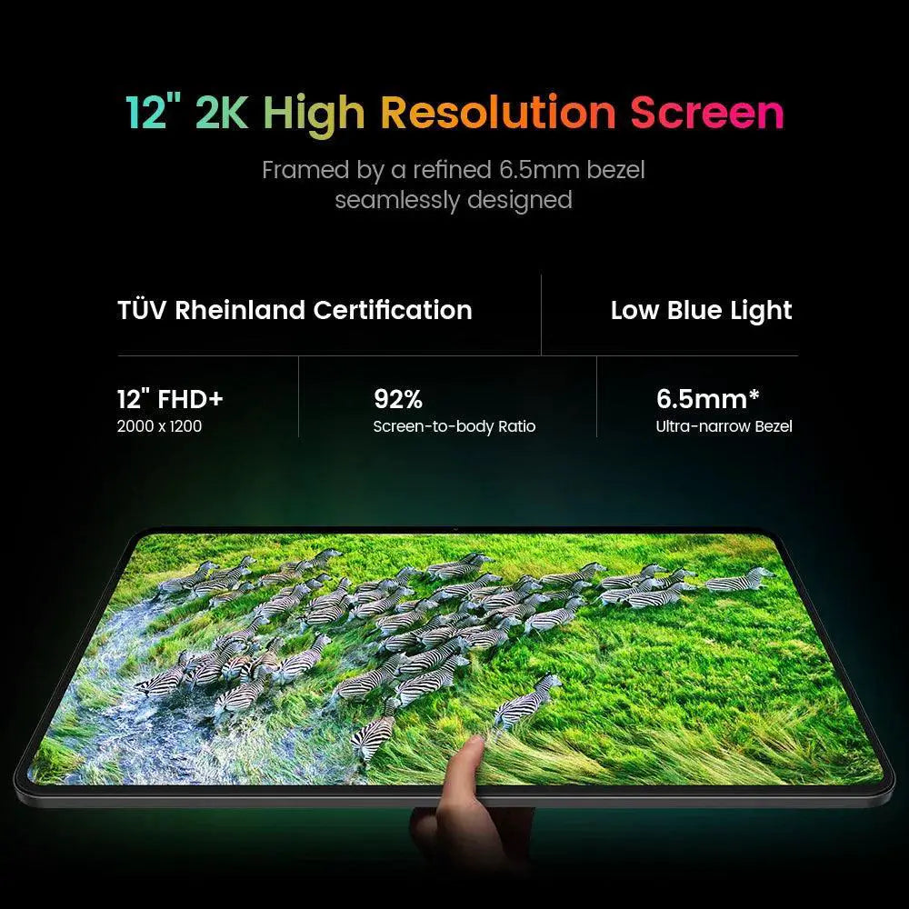 T60 12 Inch Android Tablet 2K Display 20GB RAM 256GB Storage