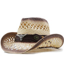 New Cowboy Hat Women Men Retro Raffia Straw Summer Hat