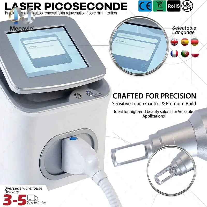 New Portable Pico Picosecond Q-Switch Nd Yag Laser 1064 532 1320 755nm Carbon Laser Peeling Tattoo Beauty Machine for Salon Home