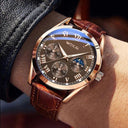 Men's Leather Chronograph Sports Watch Stylish Waterproof Kit
