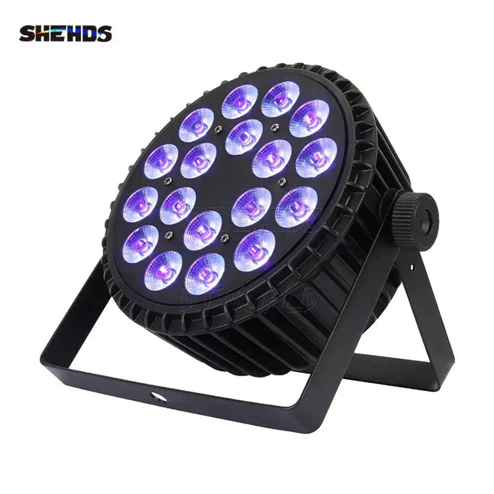Shehds 4pcs Aluminum Alloy LED Flat Par DMX512 Stage Lights