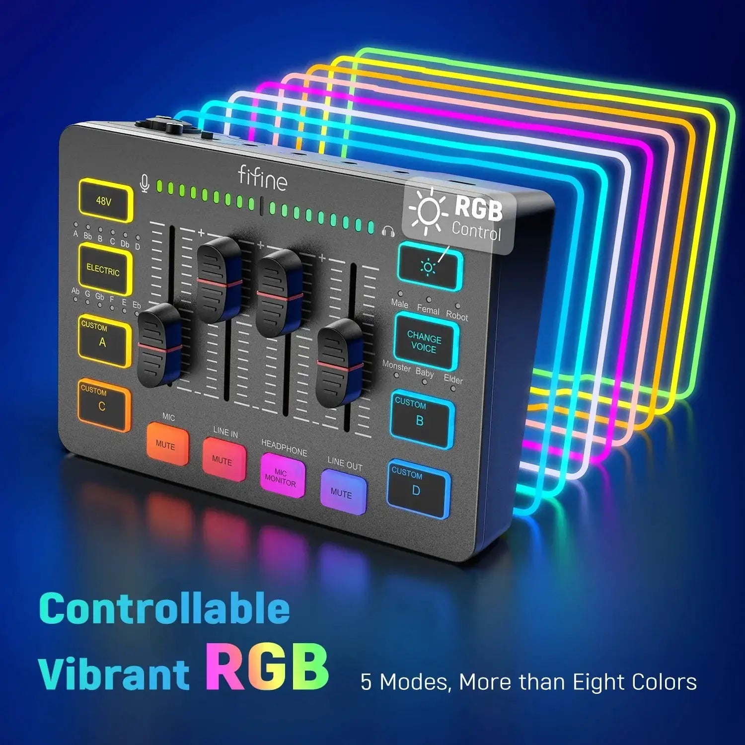 Gaming Audio Mixer Streaming RGB 4 Channel XLR Interface
