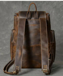 Vintage Crazy Horse Leather Backpack Men