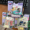 Vintage Pet Figurines Set Featuring Monkey Rabbit Cat Kitten