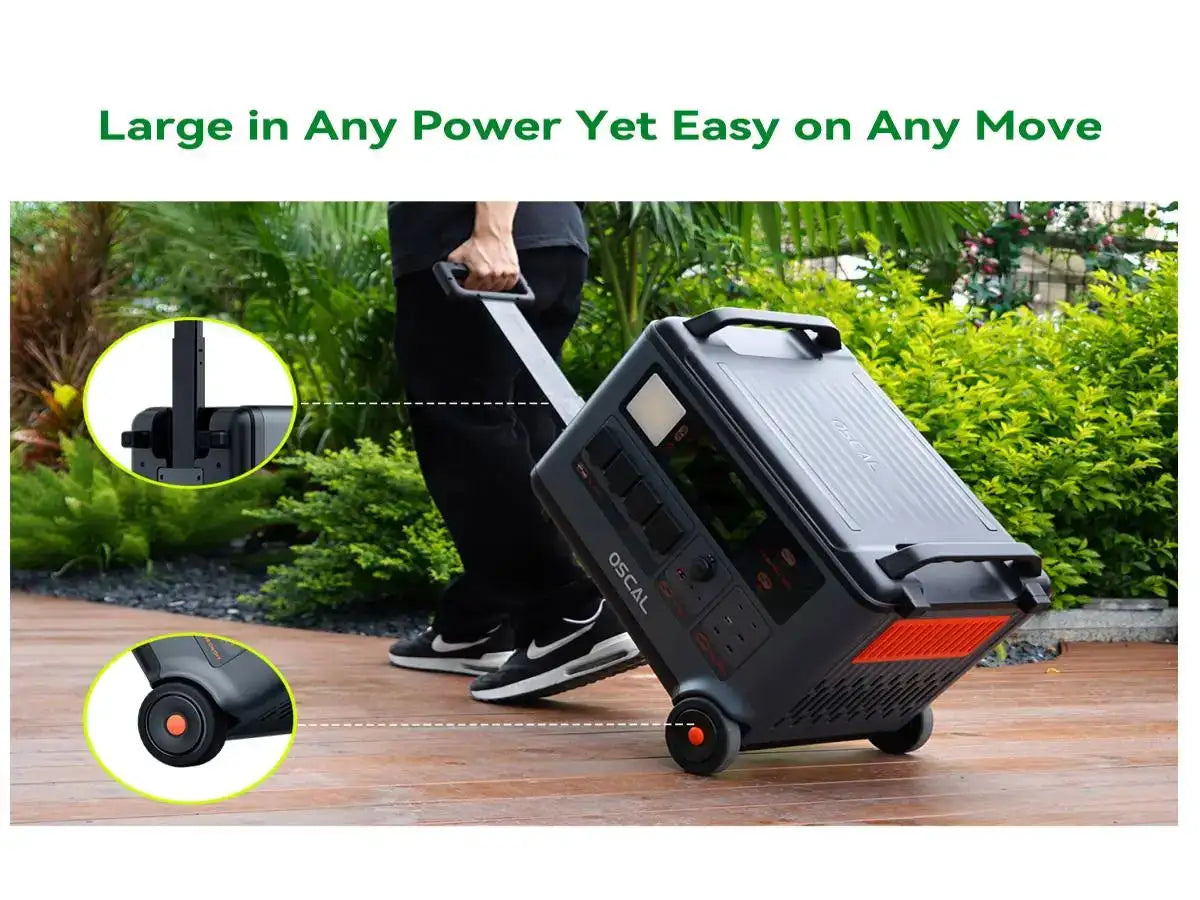 OSCAL PowerMax 6000 Portable Power Station 3600Wh, 6000W/9000W Solar Generator with 2×200W Solar Panels for Home Emergency Camping RV