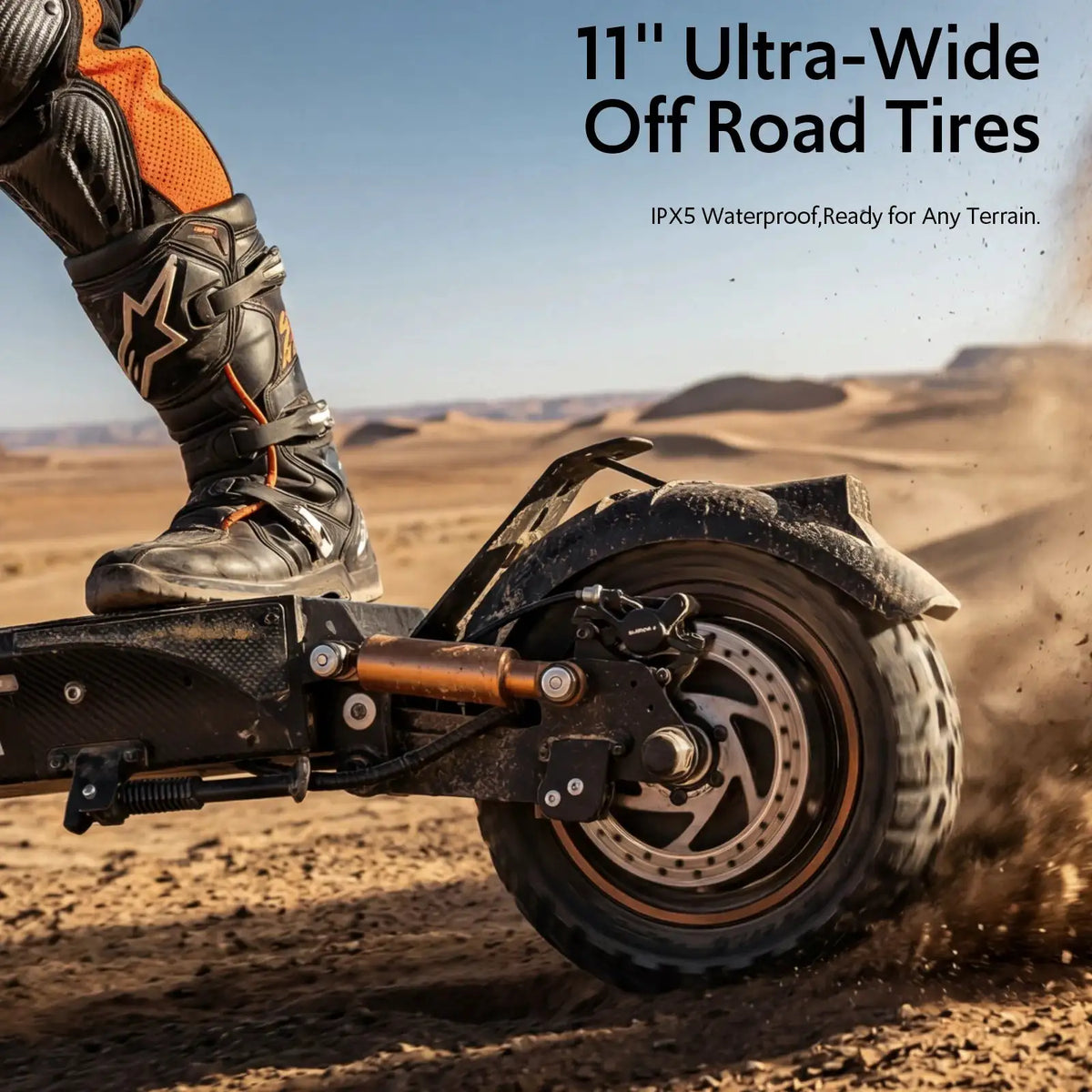 Off-Road Electric Scooter, 1200W Motor, 31 Miles Range, 31 MPH, 11' All-Terrain Tire Double Suspension Side Light Disc Brakes for Adults