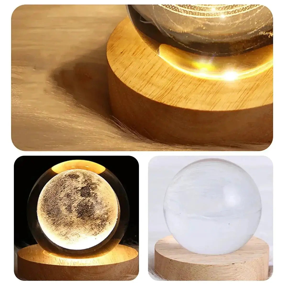 USB Galaxy Crystal Ball Night Light 3D Moon Lamp Decor