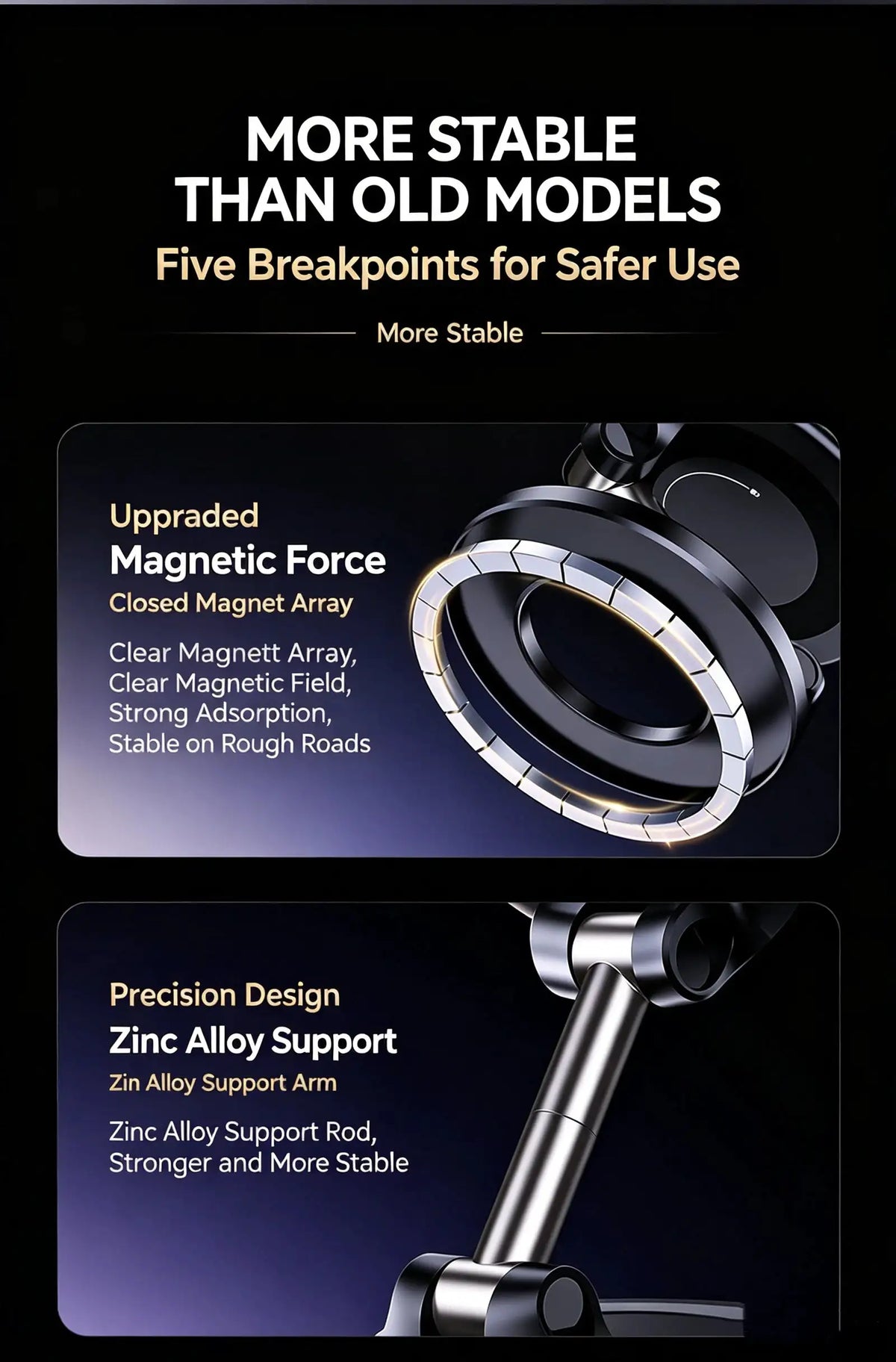 Magnetic car mobile phone holder, vacuum adsorption center console, anti-shake suction cup, special folding portable shelf for navigation