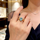 Exquisite Blue Moissanite Ring