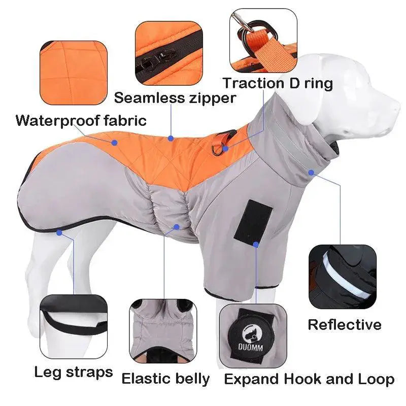 Big Dog Winter Jacket Waterproof Coat For Large Dogs