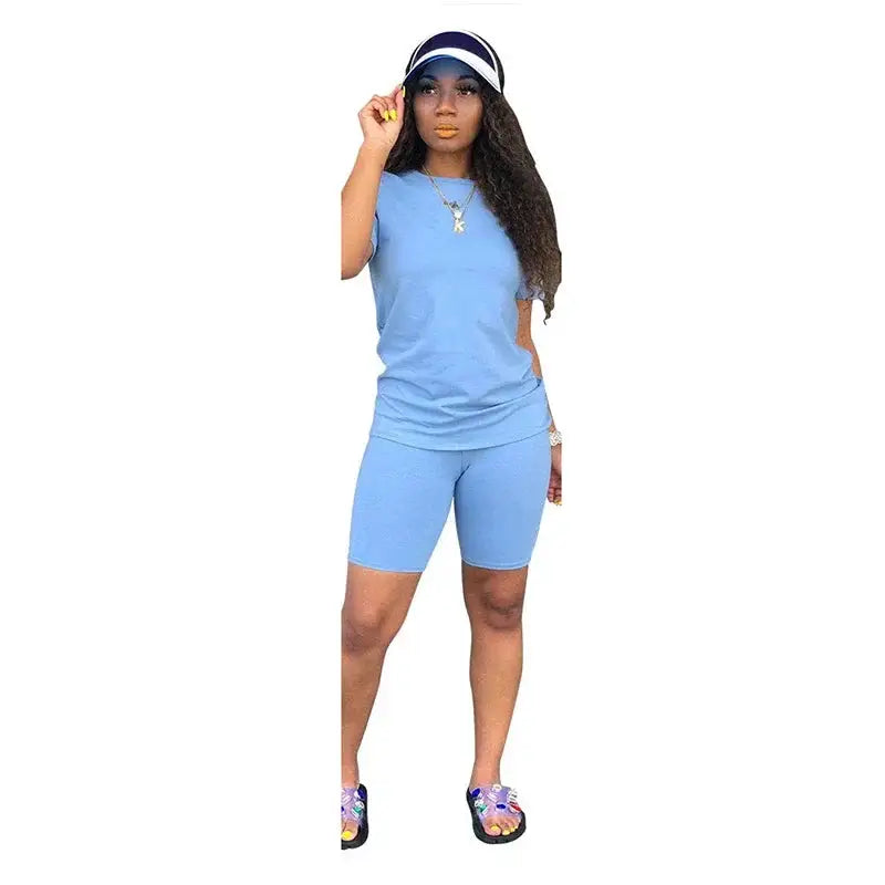 Womens Solid Color Tracksuit High Quality Hot Sales T-Shirt +Shorts 2 Piece Set Luxury Jogging Outfit Summer Casual Short Suit