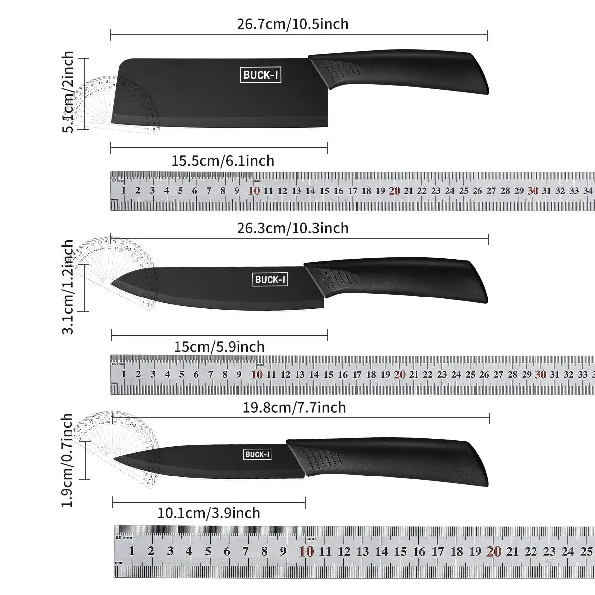 Kitchen knife set, including cleaver, chef's knife, and fruit knife, with knife block, suitable for peeling meat and vegetables