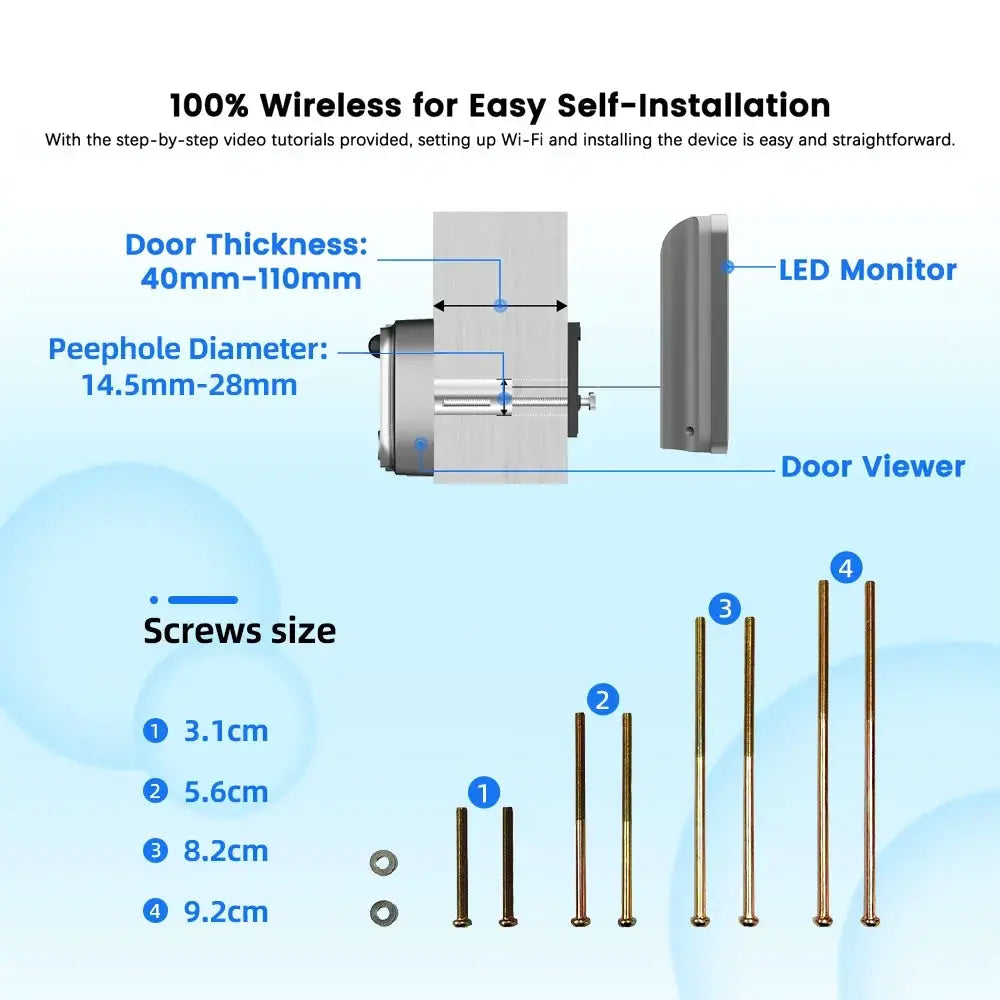 Tuya Smart 3MP 140° Wide View Angle Mini Digital Peephole Eye Viewer WiFi IR PIR Detection Doorbell Door Camera Alexa Google by stepyours.com