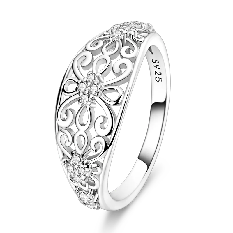 Sterling Silver Ring Sparking Zirconium