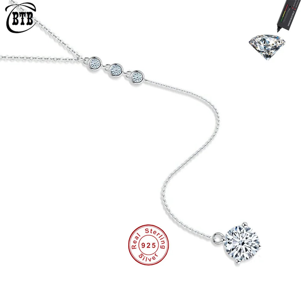 Moissanite Pendant Necklace in Sterling Silver Cbtb CB029 — product view 1