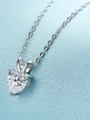 Heart Cross Moissanite Pendant Necklace in Sterling Silver