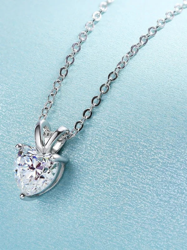 Heart Cross Moissanite Pendant Necklace in Sterling Silver — product view 4