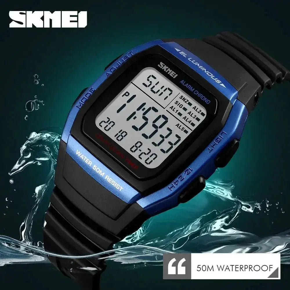 Digital Watch Dual Time Chronograph Men Digital Timepiece
