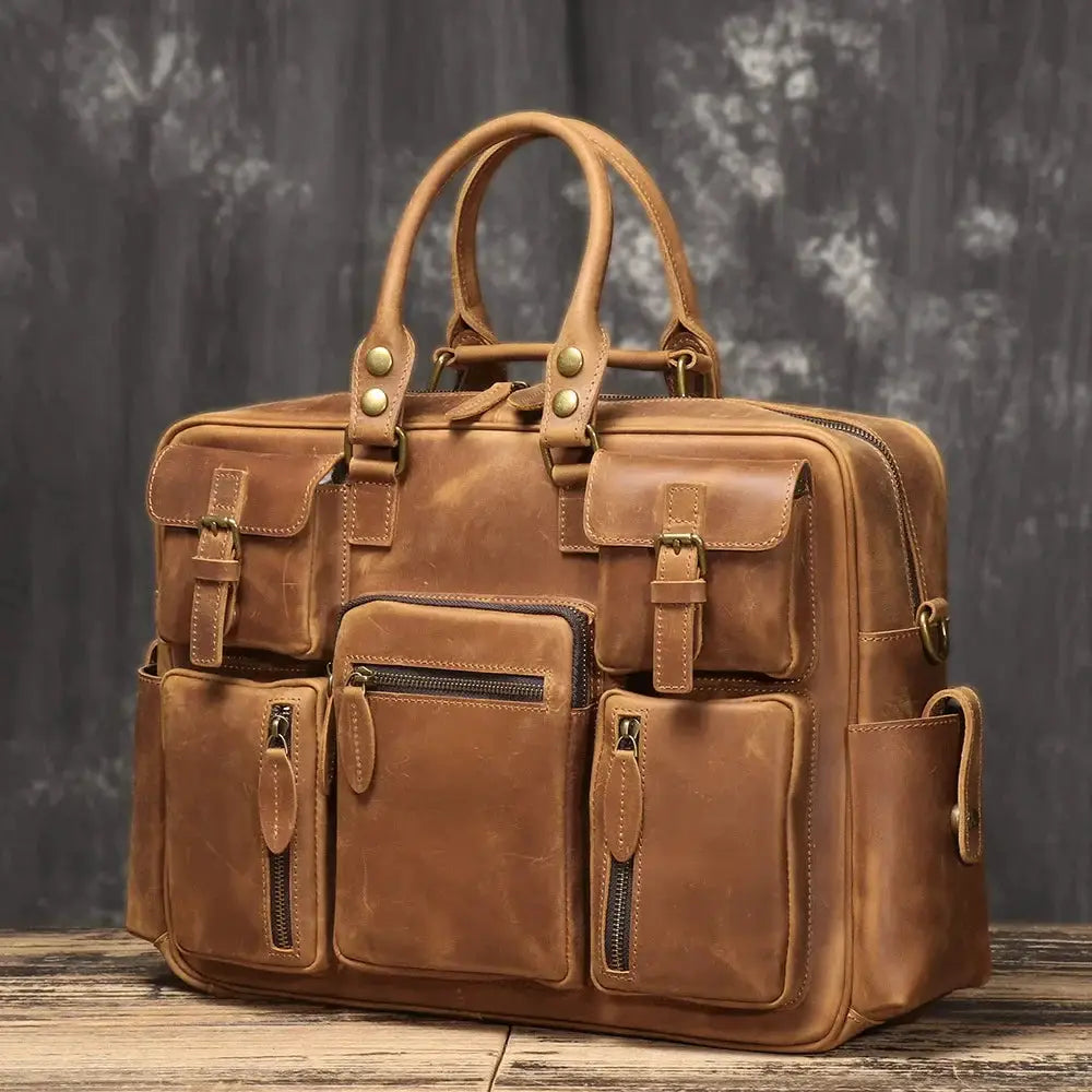Stylish Vintage Large Capacity Leather Briefcase For Men - OurLum.com