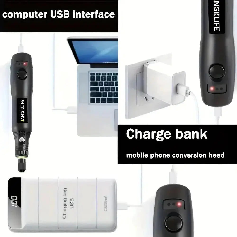 USB Cordless Rotary Tool Kit For Woodworking And Engraving