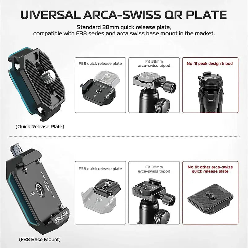 Ulanzi FALCAM F38 Universal DSLR Camera Gimbal Arca Swiss Quick Release Plate Clamp Quick Switch Tripod Slider Mount Adapter