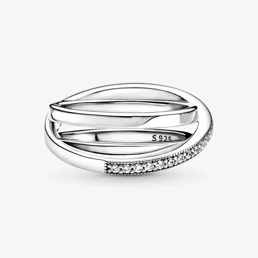 925 Sterling Silver Crossover Love Ring Gift For Her