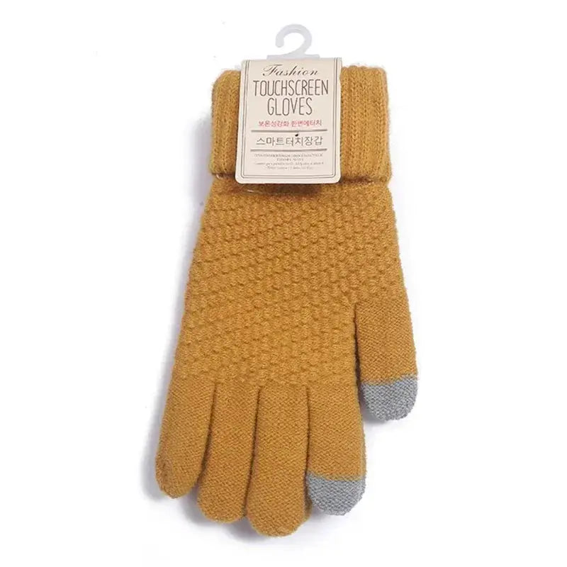 Womens Cashmere Knitted Winter Gloves With Touchscreen
