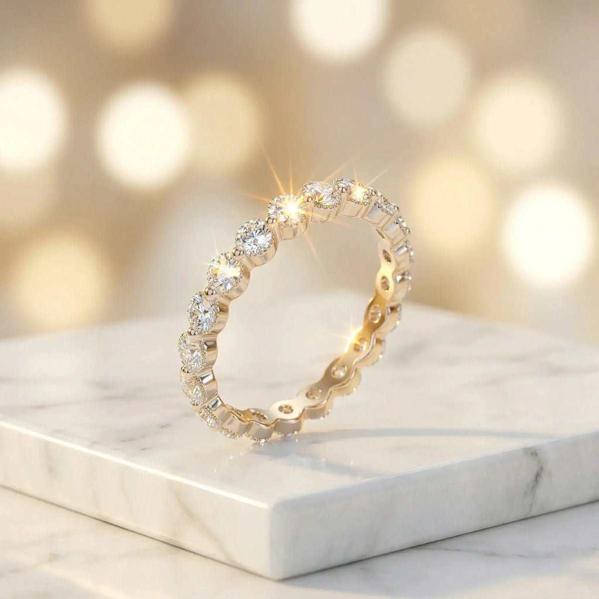 Moissanite Ring in Sterling Silver Wave — product view 2