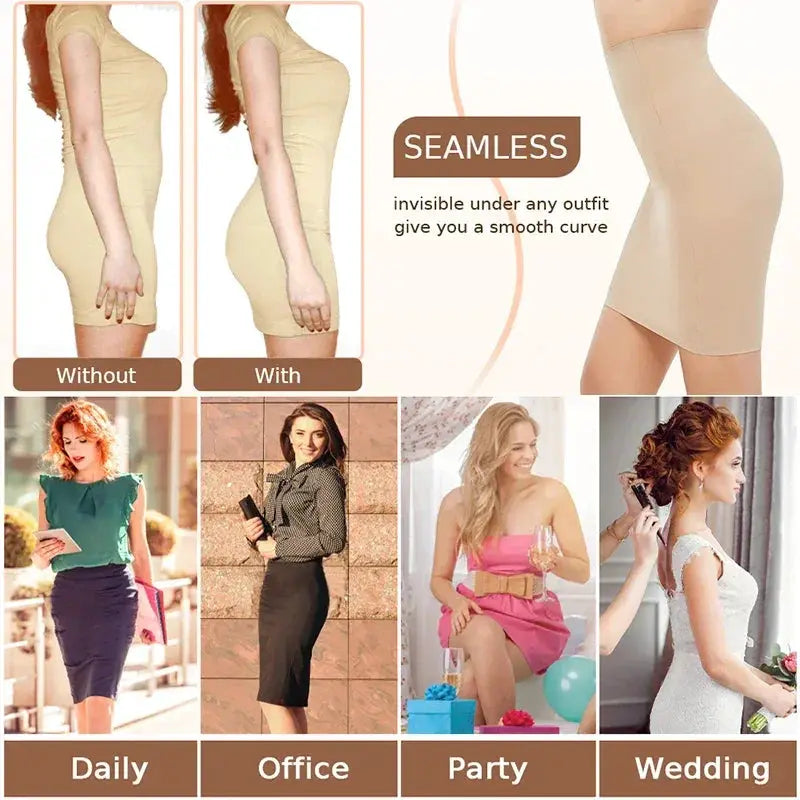 High Waist Tummy Control Half Slip Skirt Slimming Shapewear