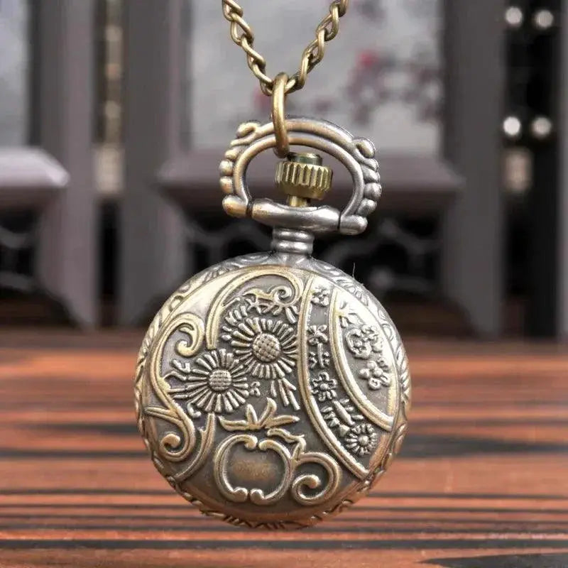 Pocket Clock Vintage Dual Time Display Elegant Roman Chain