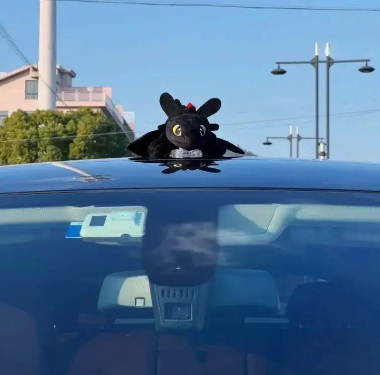 Cartoon Plush Black Flying Dragon Car Toy Ornaments